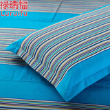 禄瑞福家纺床上用品纯棉老粗布枕套全棉单人条纹枕头套信封式 单只装1只 蓝瑟 手工制作约48cmx74cm