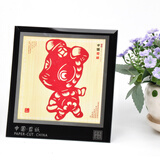 燕云州中国风特色礼品手工窗花镜框摆件剪纸工艺品福字成品送老外可定制 卡通生肖狗