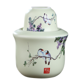 盛天下 景德镇陶瓷温酒壶 烫酒温酒器 热酒黄酒白酒杯酒具套装 二两半斤 暖黄丁香-温酒壶-二两装 3件套