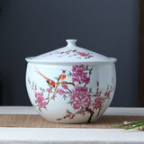 瓷小奴家用陶瓷米缸米桶带盖储物罐箱酒腌菜肉油缸密封防潮虫 水点桃花12斤