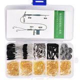 臻佑（Grsaed）鱼钩套装小配件多功能盒太空豆八字环铅皮座绑钩器渔具垂钓用品 金袖有刺 基础版