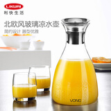 利快 凉水壶大容量水壶家用冷水壶凉水杯饮料果汁茶壶耐热玻璃 透明 1000ml 1只