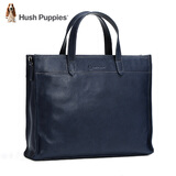 暇步士（Hush Puppies）男士真皮公文包手拎包商务头层牛皮手提包横款电脑包男包单肩斜挎包 蓝色