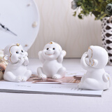 东方泥土【破损补发】十二生肖陶瓷摆件创意可爱家居客厅装饰卡通小礼品工艺品摆设吉祥物/三不猴 三不猴小号一套