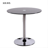 迈亚家具钢化玻璃圆桌茶几圆形洽谈桌小圆桌前台接待桌子时尚简约现代 黑色-直径60cm