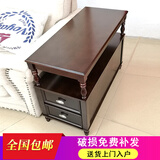 千美居  客厅沙发边柜边桌茶几实木边几小茶几简约角几床头柜 深樱桃色圆柱（双抽屉） 90X40X60CM