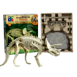 优巧珂大号儿童考古玩具恐龙化石探索挖掘工具手工创意DIY恐龙骨架模型 三角龙+眼镜+考古系列工具