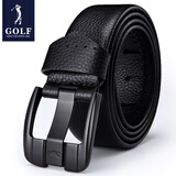高尔夫（GOLF）腰带男士针扣皮带真牛皮皮带男款裤腰带休闲时尚商务腰带礼盒 双面头层牛皮针扣黑枪色4902