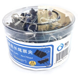 财友 长尾夹超大号 大号 中号 小号 特大号筒装燕尾夹 票据夹 文件夹 零食夹 小夹子 办公整盒 25mm*48个/筒 CY8564