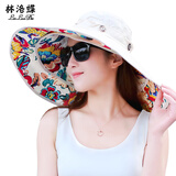 林洛蝶 夏天女士大檐遮阳帽防紫外线太阳帽户外遮阳帽可拆卸双面防晒帽度假沙滩帽女M356 可拆多用大沿帽米白M356