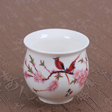 杰艺茶具陶瓷单个茶 耐热个人杯双层泡茶杯大号主人杯品茗杯青花瓷山水功夫茶杯 双层青花单杯-水点桃花 普通安全包装