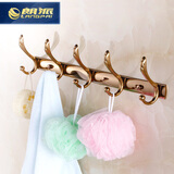 朗派卧室仿古挂衣钩 卫生间衣服挂钩 客厅玄关门后衣帽钩 金色排钩 玫瑰金色五排钩