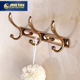 朗派卧室仿古挂衣钩 卫生间衣服挂钩 客厅玄关门后衣帽钩 金色排钩 玫瑰金色三排钩