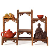 小雕匠实木制多层博古架 多宝格置物简约摆件 茶壶展示架茶道装饰摆件 前后凹凸台