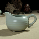 汝道汝窑公道杯单海可养开片汝瓷分茶器陶瓷功夫茶具茶道配件手柄茶海 汝窑鱼海+礼盒包装