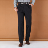 罗伦迪萨休闲裤男双褶宽松高腰纯棉中老年直筒宽松休闲裤男裤商务休闲爸爸长裤 37#藏蓝色(加绒) 35码(腰围2.75尺)