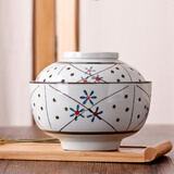 LICHEN 景德镇陶瓷碗 日韩式大号方便面碗 带盖泡面碗 汤碗 红梅口径16.5厘米