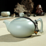 汝道汝窑茶壶单壶陶瓷功夫茶具家用过滤泡茶壶汝瓷可养开片复古泡茶器 汝窑方耳壶210ml