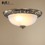 格蕴美式古铜吸顶灯圆形欧式风格卧室书房灯云雾灯罩阳台过道灯饰灯具 青古铜色50CM*配三色全光谱护眼