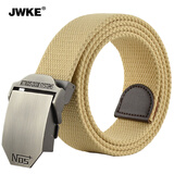 JWKE男士帆布腰带男款户外皮带年轻人学生休闲时尚百搭工装牛仔裤腰带 卡其 140cm 适合150-230斤