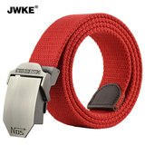 JWKE男士帆布腰带男款户外皮带年轻人学生休闲时尚百搭工装牛仔裤腰带 红色 140cm 适合150-230斤