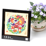 燕云州蔚县手工剪纸画工艺品龙马镜框摆件中国风特色礼品送老外出国礼品 鲤鱼跳龙门（可定制）