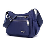 佳韩新款单肩包女尼龙斜挎包时尚印花女包牛津防泼水布包中年妈妈休闲旅行挎包 深蓝色