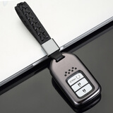 迪加伦 新本田CRV钥匙套 十代雅阁 思域 UR-V 冠道 艾力绅 奥德赛 汽车用钥匙包真皮扣 改装 太空灰+时尚编织皮绳 本田XRV 艾力绅飞度豪华版凌派杰德 男女