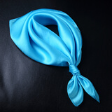 杭丝路真丝丝巾女纯色桑蚕丝小方巾围巾女百搭纱巾防晒领巾生日礼物 水蓝色-纯色（52*52cm)