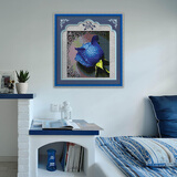 KS十字绣客厅卧室餐厅挂画手小幅简单手工绣自己绣线绣滴露玫瑰-蓝 滴露玫瑰-蓝【埃及棉】38*36cm 