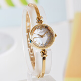 聚利时（Julius）时尚迷你小巧表盘精致镶水钻手链女表轻奢气质OL女士防水石英腕表 B金色