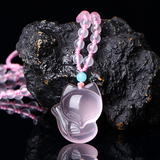 慈灵阁 粉水晶狐狸吊坠 小狐仙粉晶项链 女款毛衣链 九尾狐 珠链款