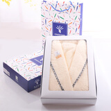 金号金号毛巾布浴衣浴袍 A类纯棉女浴袍 情侣加厚宽松浴衣男 女一等品 浅黄色 170-175浴袍女