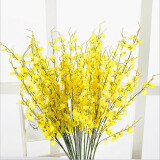花艺赫家饰黄色跳舞兰仿真花束塑料花假花套装室内装饰花干花客厅摆件插花艺 黄色跳舞兰6支【不含瓶】