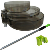 AFW拉饵盘全磁套装强磁拉饵盘饵料盘插地支架钓椅钓箱钓鱼食盆拉饵盒 透灰全磁大号拉饵盘+卡扣+地插