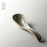 九土日式吃饭勺子汤匙手工陶瓷勺粗陶餐具饭勺小汤勺短勺面勺复古家用 款式一