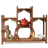 小雕匠实木制多层博古架 多宝格置物简约摆件 茶壶展示架茶道装饰摆件 半圆中高两低