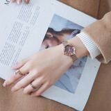 聚利时（Julius）手表女时尚韩版简约小巧小表盘气质细带潮流学生石英防水女士手表 玫金咖|锆钻盘|赠手镯