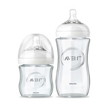 新安怡（AVENT）婴儿宝宝宽口径自然原生玻璃奶瓶8安士240ml SCF673 SCF674 进口