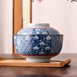 LICHEN 景德镇陶瓷碗 日韩式大号方便面碗 带盖泡面碗 汤碗 唐彩口径16.5厘米