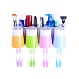 欣兰雅舍（XINLANYASHE）吸盘牙刷架套装三口之家创意漱口杯架自动挤牙膏器刷牙杯洗漱壁挂 壁挂四口之家洗漱套装