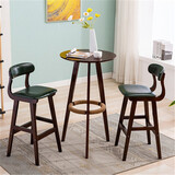 美勒思实木桌椅 北欧高脚椅高吧凳桌椅 现代吧台椅酒吧桌椅小圆桌 1桌2椅套装5