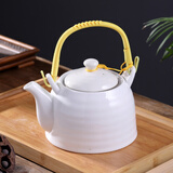 古笙记 大容量陶瓷茶壶家用水壶单壶景德镇提梁壶中式泡茶壶防爆耐热 纯白简约/1L
