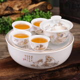恒古（Heregur）迷你袖珍旅行茶具户外用品旅游便携式车载办公紧凑型青花陶瓷功夫茶具套装 茶圣袖珍型茶具