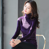 筱岚2022秋冬新款女式韩版上衣金丝绒保暖修身高领打底衫