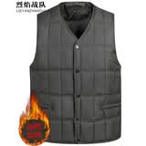 烈焰战队马甲 男士中老年人冬季加厚丝棉马甲 冬装保暖爸爸装内穿夹棉坎肩 灰色（棉马甲） XL（建议90-115斤）