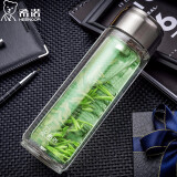 希诺玻璃杯 双层耐热防烫带盖过滤泡茶杯 商务礼品杯 便携车载可定制 本色 290ml XN6771