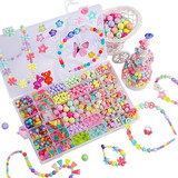 可爱布丁玩具女孩串珠穿珠子六一儿童节7-10岁男孩生日礼物8-14岁小学生9 1800粒加大34格送50米弹力线