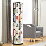 隆上隆 书架360度旋转书架简约陈列置物架家用客厅 LS-034 六层白+黑