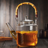 美斯尼 煮茶器玻璃煮茶壶耐热玻璃烧水壶加厚大号大容量提梁壶 单壶